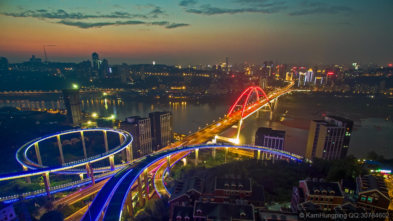 夕阳下的重庆菜元坝长江大桥-作品-大疆社区