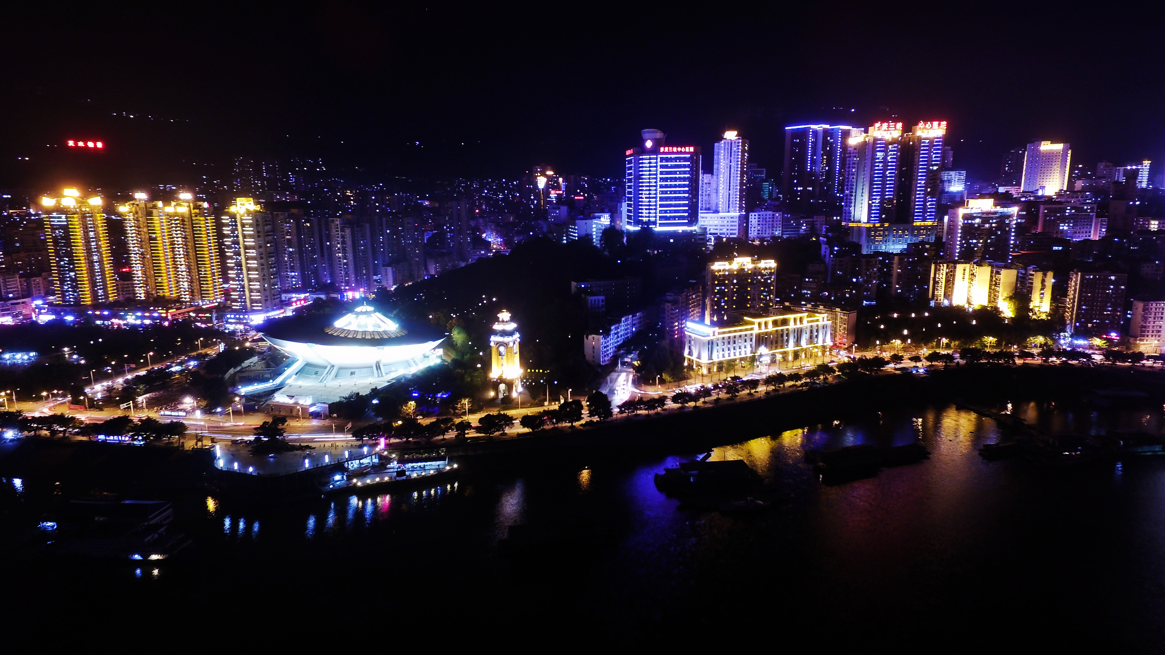 国庆之夜,鸟瞰万州