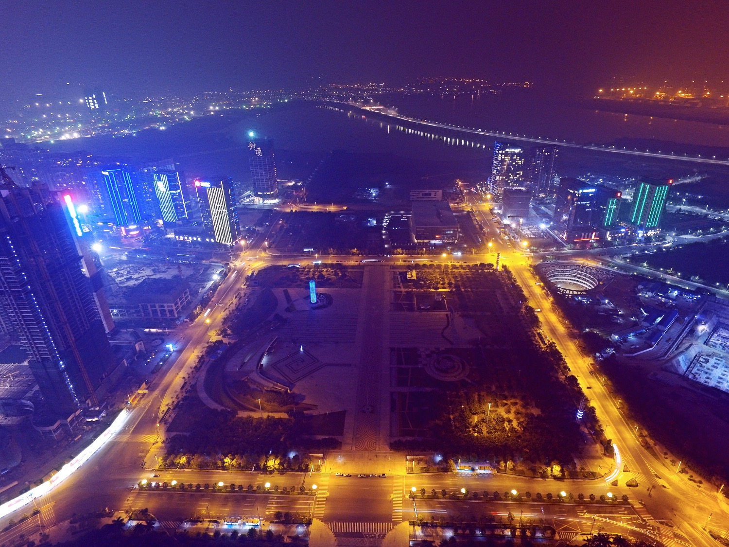 深圳宝安海滨广场夜拍-作品-大疆社区