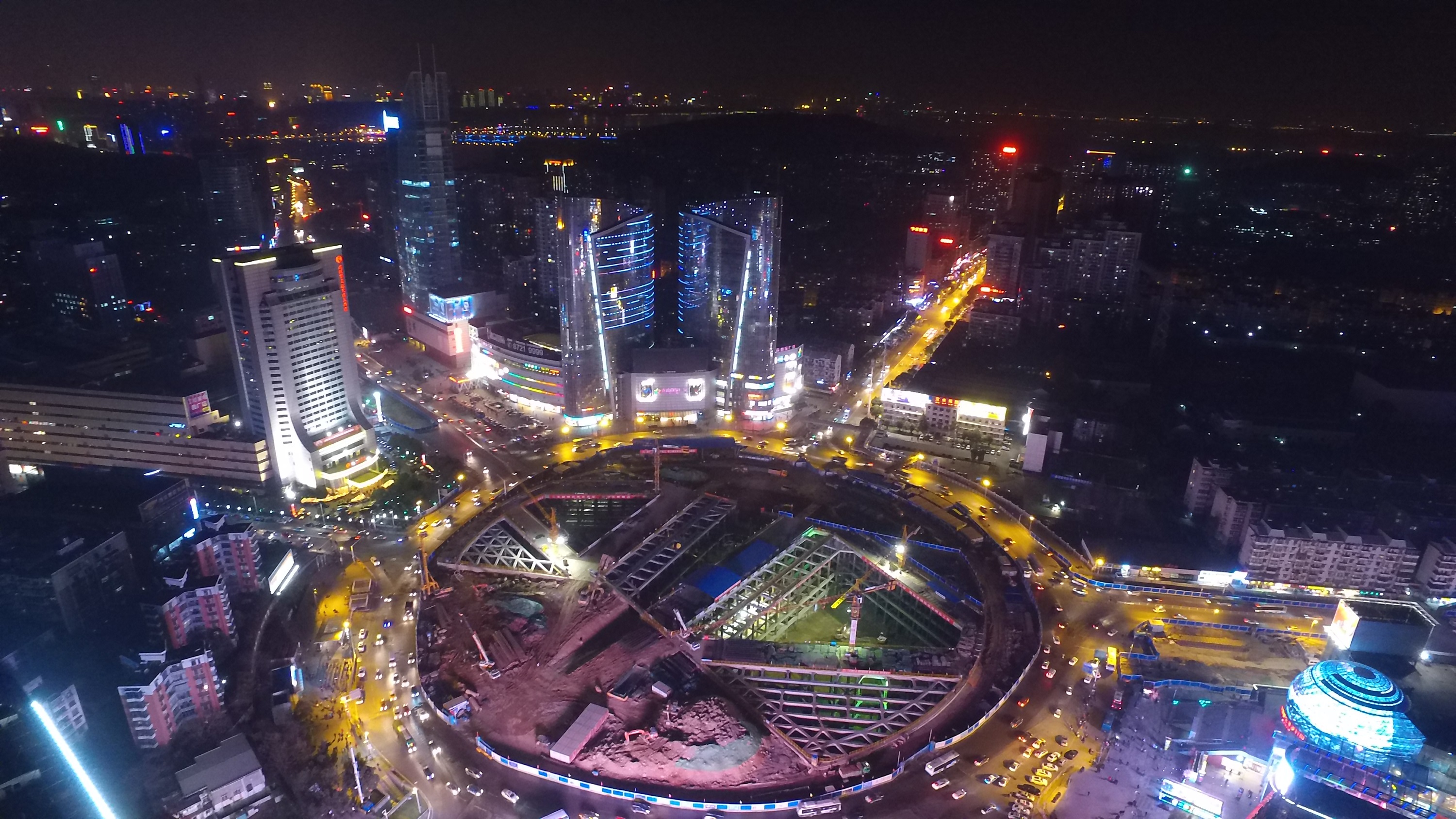 光谷转盘夜景高清图片图片