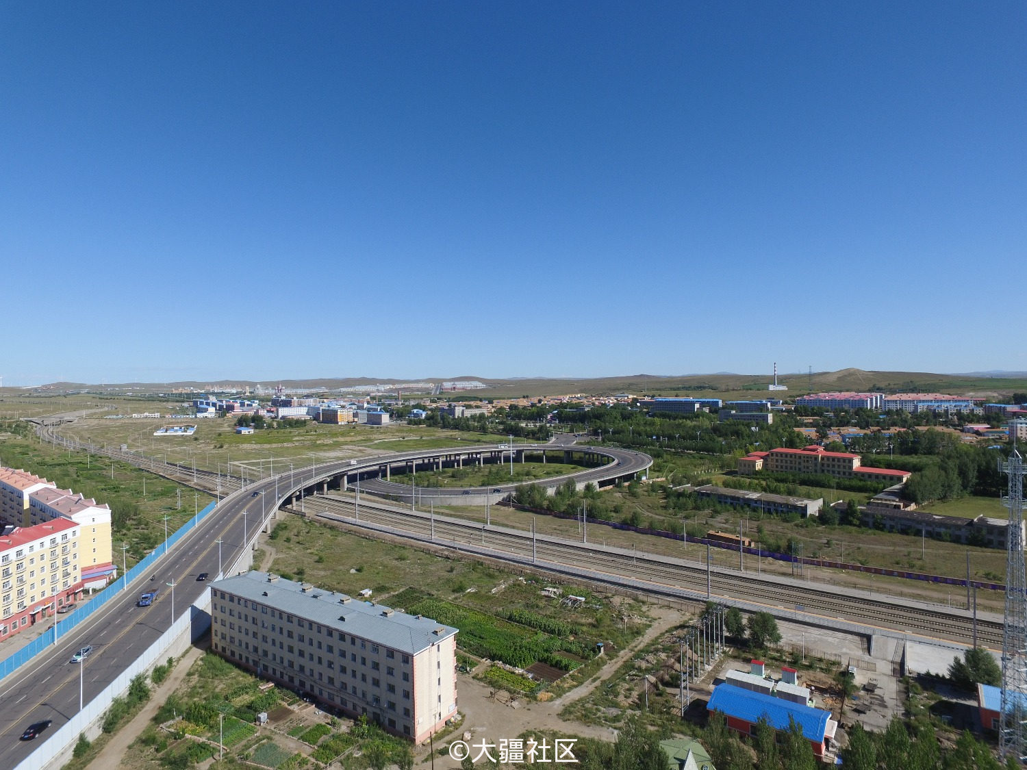 满洲里扎赉诺尔西站广场全景