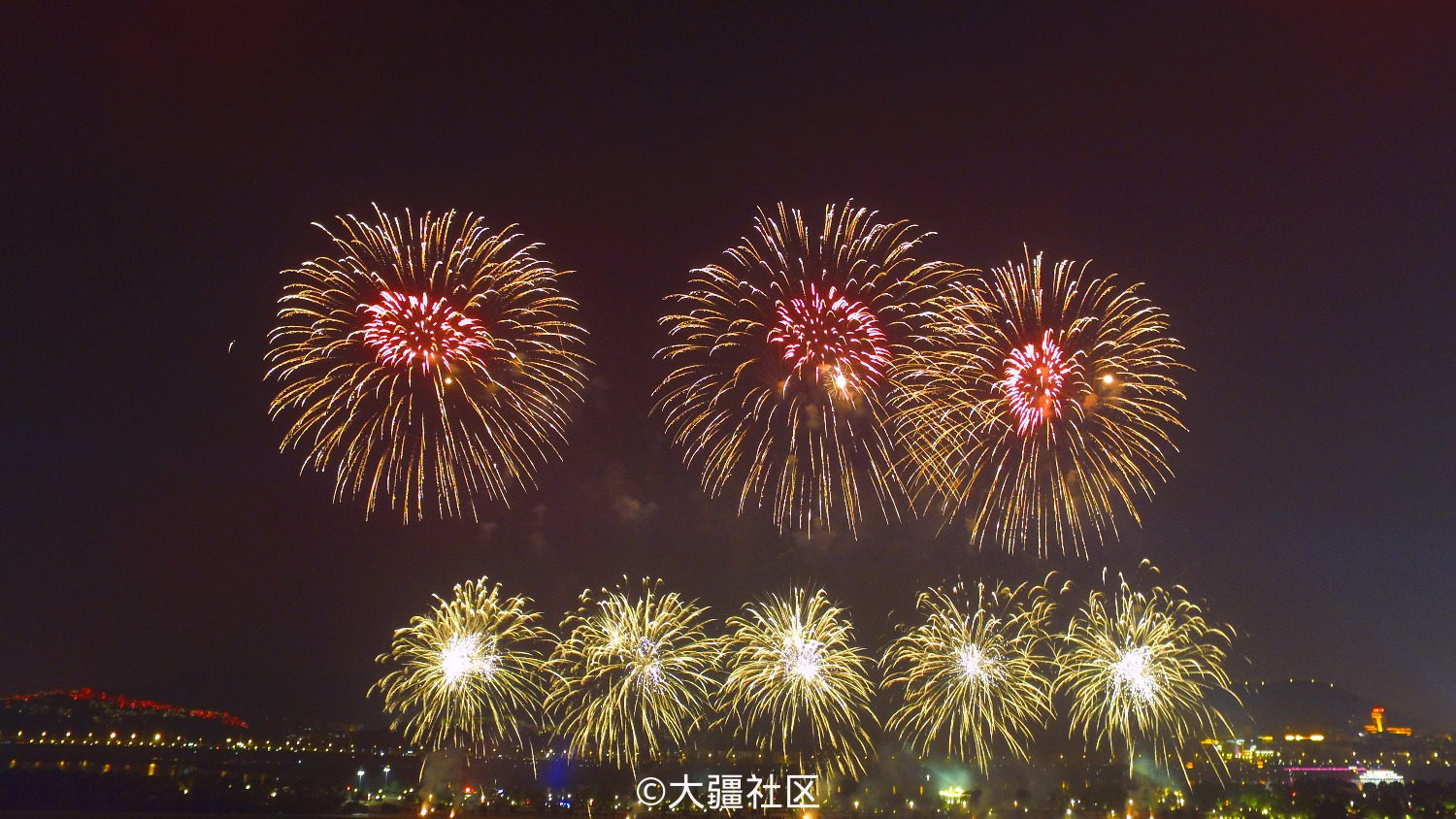 航拍长沙橘子洲烟花