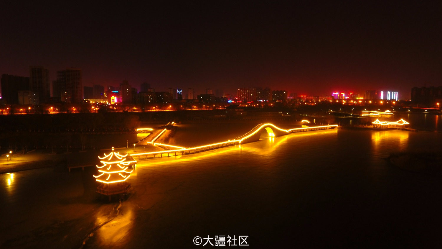 銀川寶湖公園夜景再拍