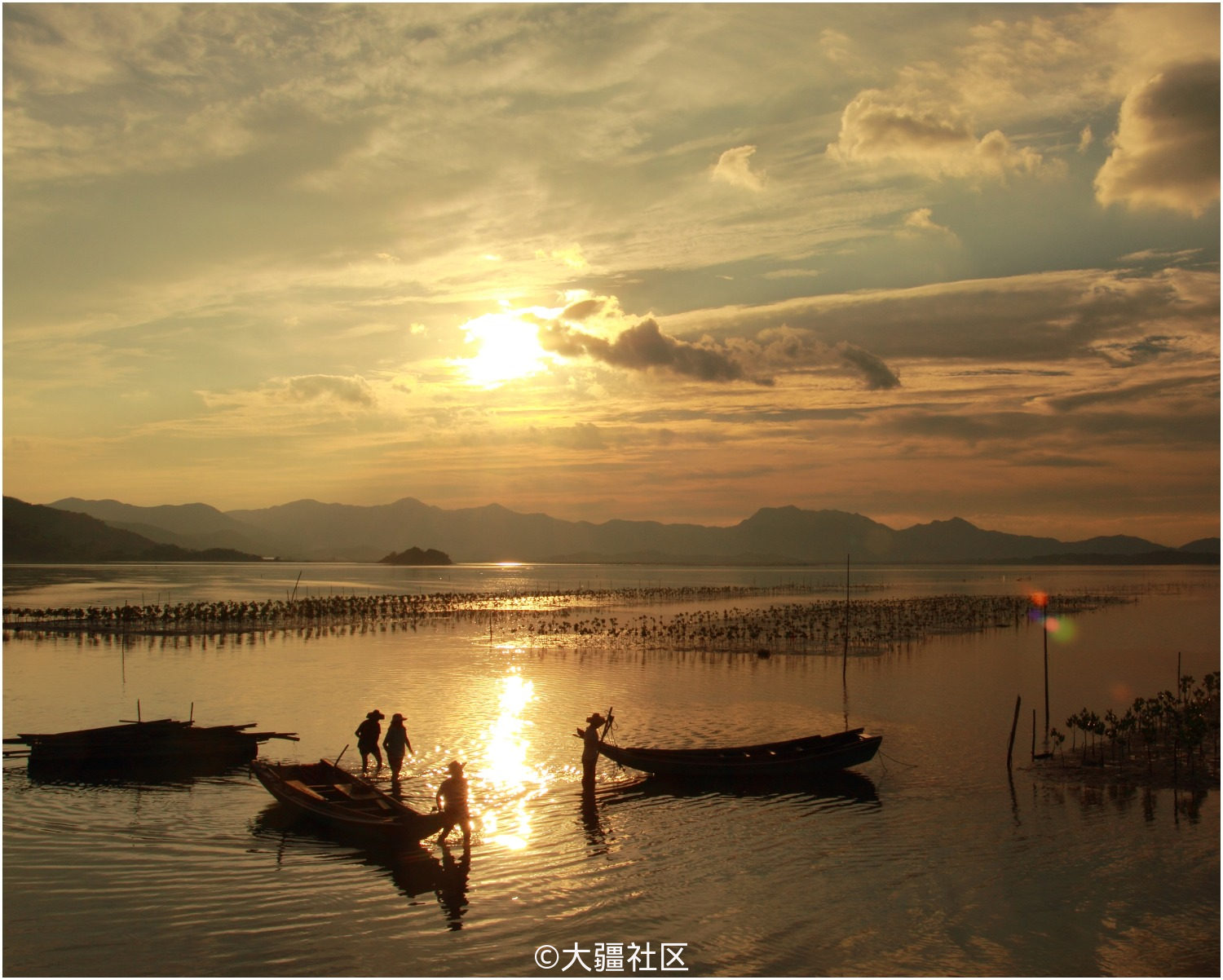 惠东白沙村夕阳西下