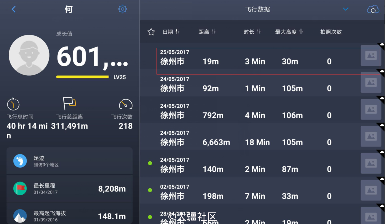 以下放出我的 飞行数据.  图中红色为炸鸡记录