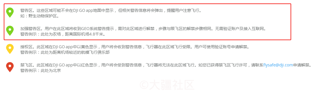 Dji安全飞行禁飞区查询里的 警告区 和 加强警告区 有什么区别 服务 大疆社区 Dji安全飞行禁飞区查询里的 警告区 和 加强警告区 有什么区别 服务 大疆社区