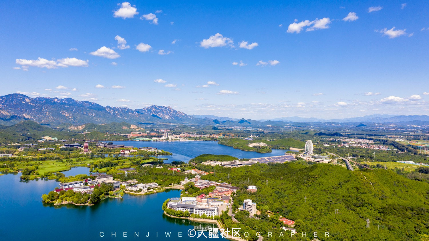 风和日丽,雁栖湖周边航拍