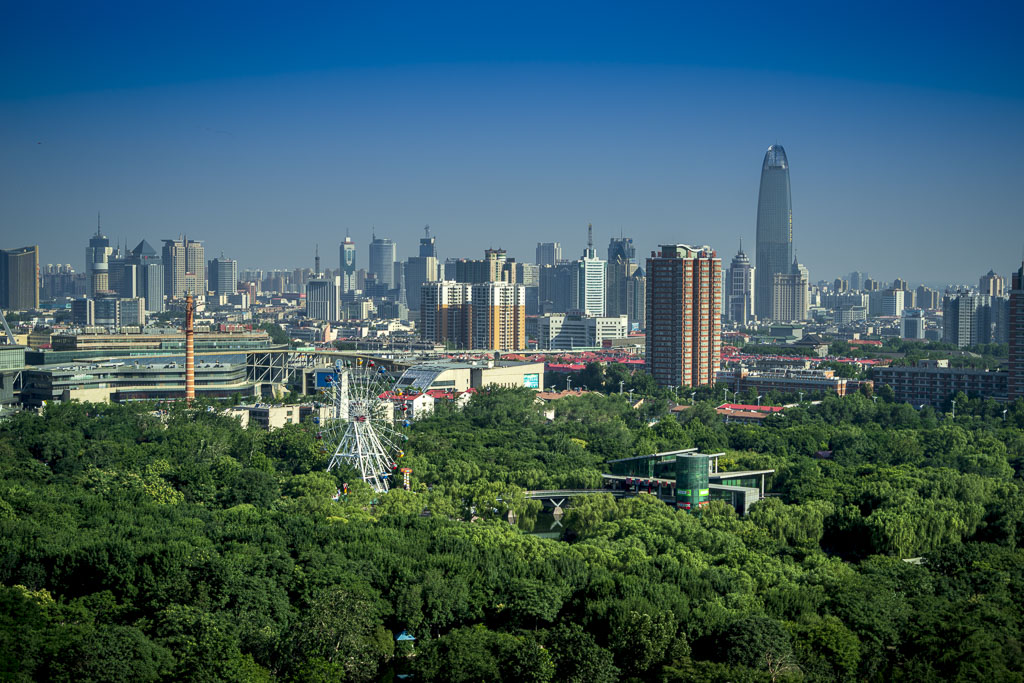 俯瞰被森林覆盖的泉城济南