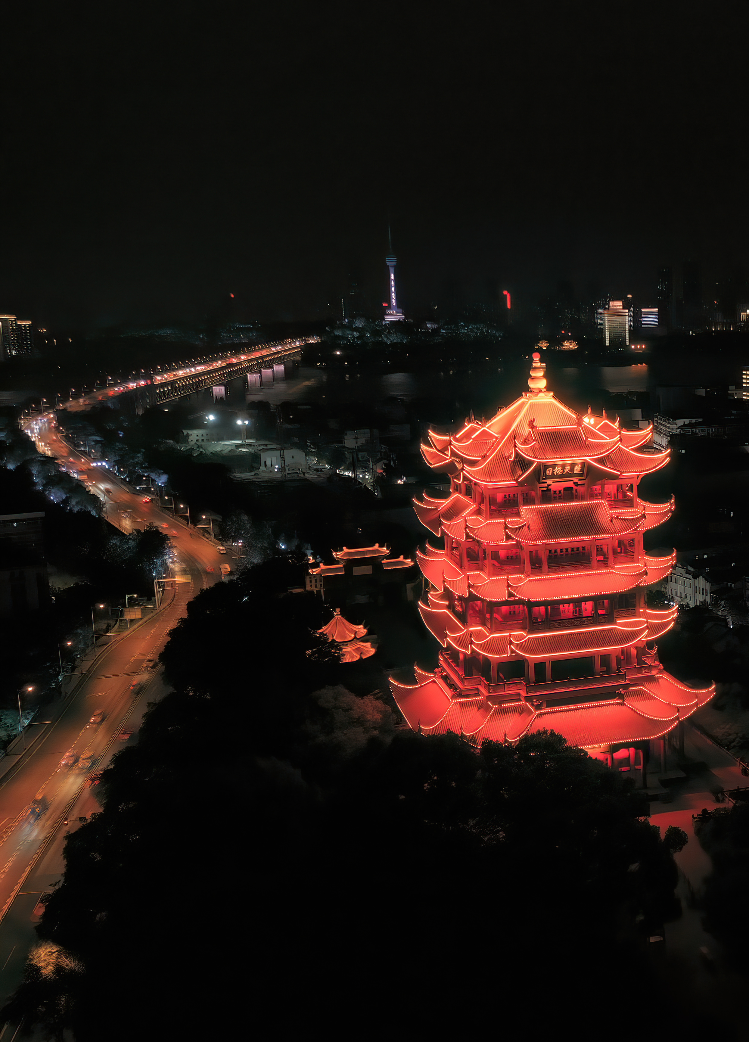 黄鹤楼夜景高清实拍图片