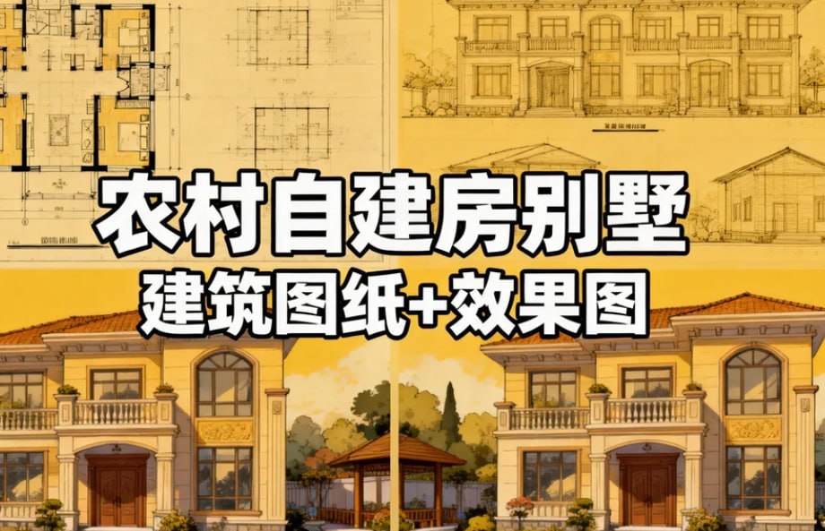 2026农村自建房别墅设计素材合集（CAD图和渲染效果图）